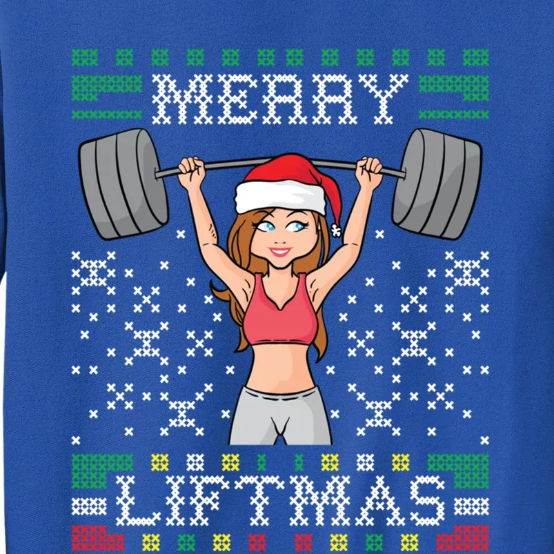 Merry Liftmas Ugly Christmas Sweater Miss Santa Gym Workout Cool Gift Tall Sweatshirt