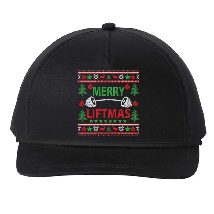 Merry Liftmas Ugly Christmas Sweater Gym Workout Gift Snapback Five-Panel Rope Hat