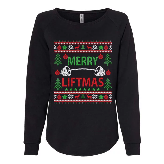 Merry Liftmas Ugly Christmas Sweater Gym Workout Gift Womens California Wash Sweatshirt