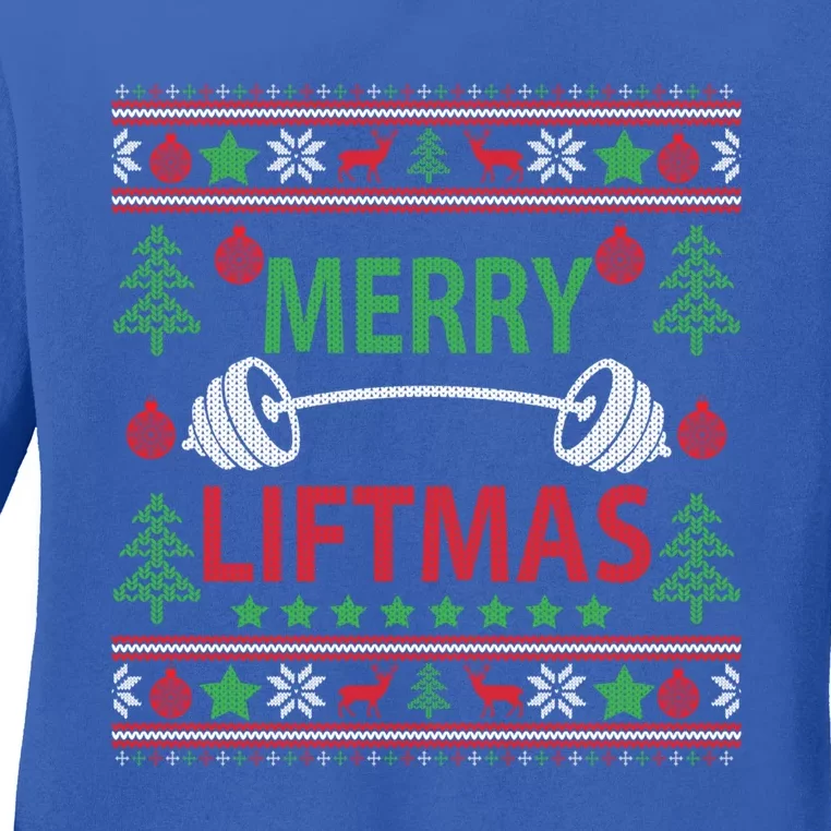 Merry Liftmas Ugly Christmas Sweater Gym Workout Gift Ladies Long Sleeve Shirt