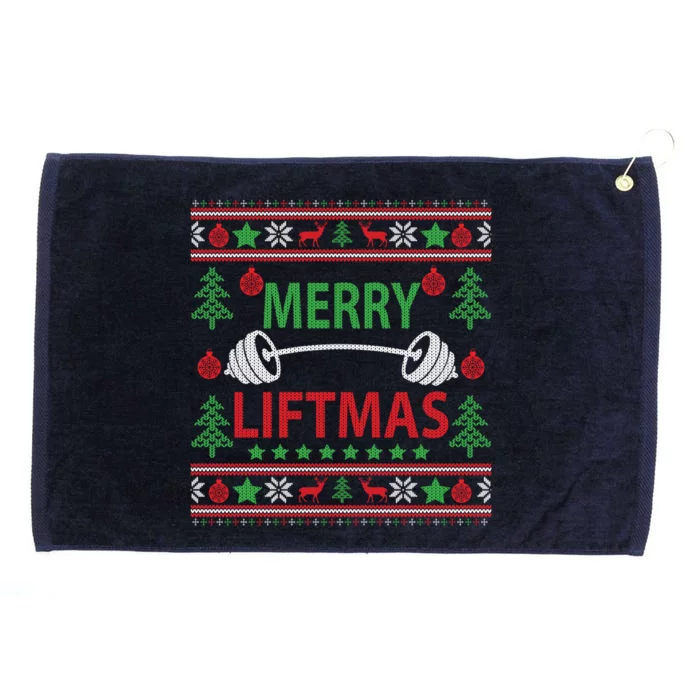 Merry Liftmas Ugly Christmas Sweater Gym Workout Gift Grommeted Golf Towel