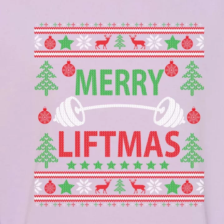 Merry Liftmas Ugly Christmas Sweater Gym Workout Gift Garment-Dyed Sweatshirt