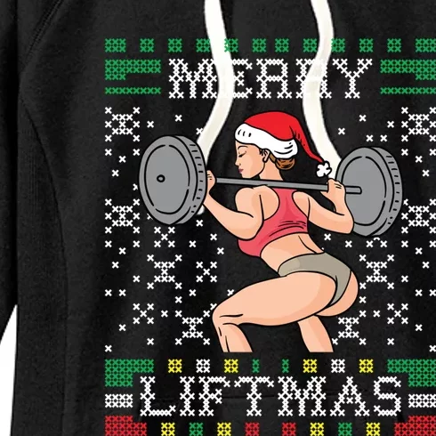 Merry Liftmas Ugly Christmas Sweater Miss Santa Gym Booty Cool Gift Women's Fleece Hoodie