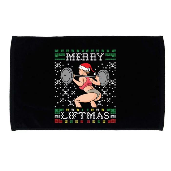 Merry Liftmas Ugly Christmas Sweater Miss Santa Gym Booty Cool Gift Microfiber Hand Towel