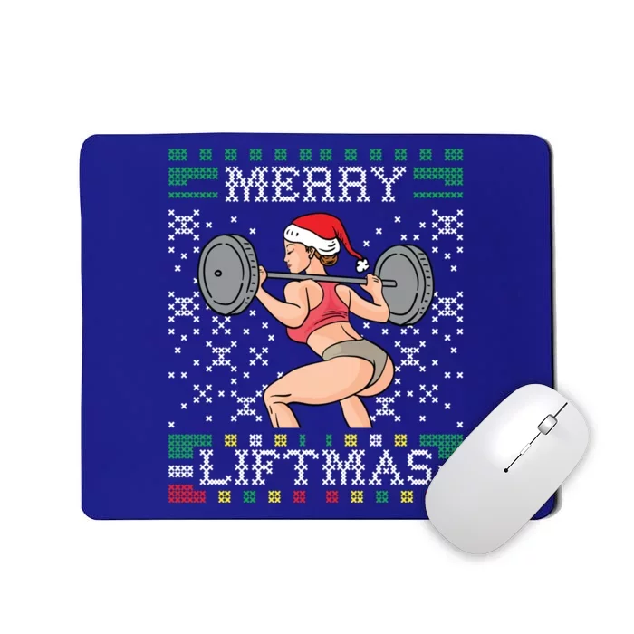 Merry Liftmas Ugly Christmas Sweater Miss Santa Gym Booty Cool Gift Mousepad