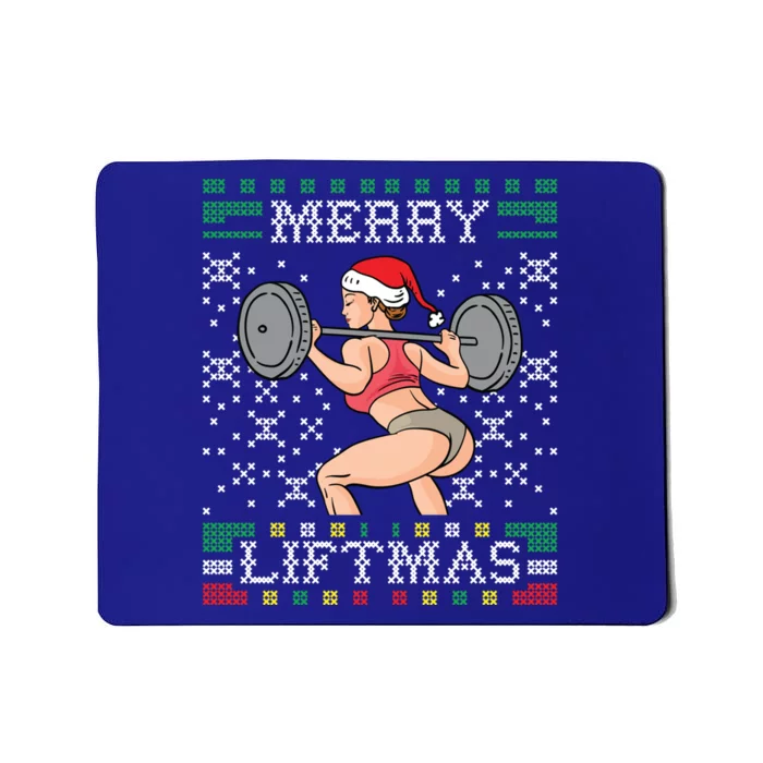 Merry Liftmas Ugly Christmas Sweater Miss Santa Gym Booty Cool Gift Mousepad