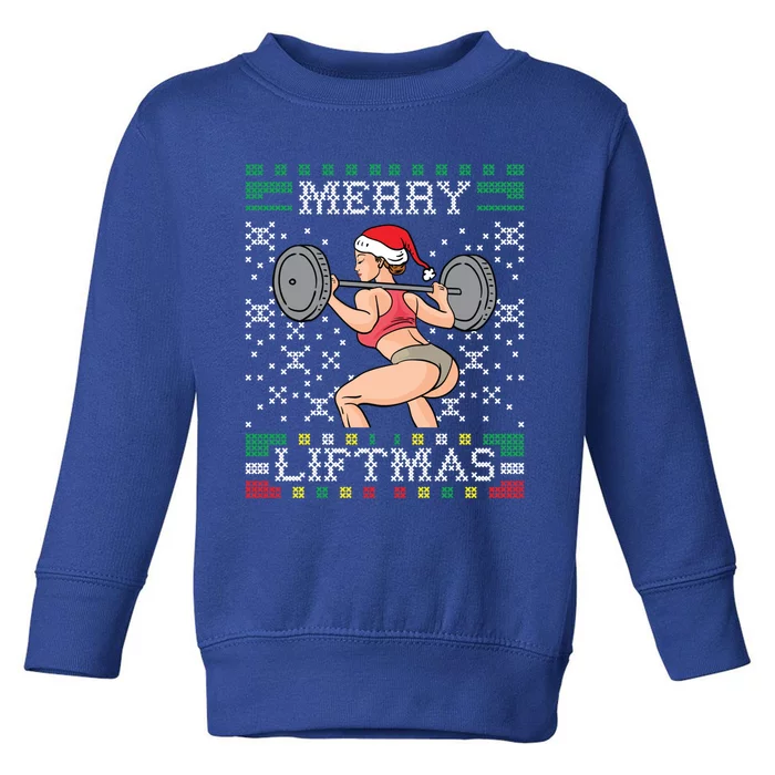 Merry Liftmas Ugly Christmas Sweater Miss Santa Gym Booty Cool Gift Toddler Sweatshirt