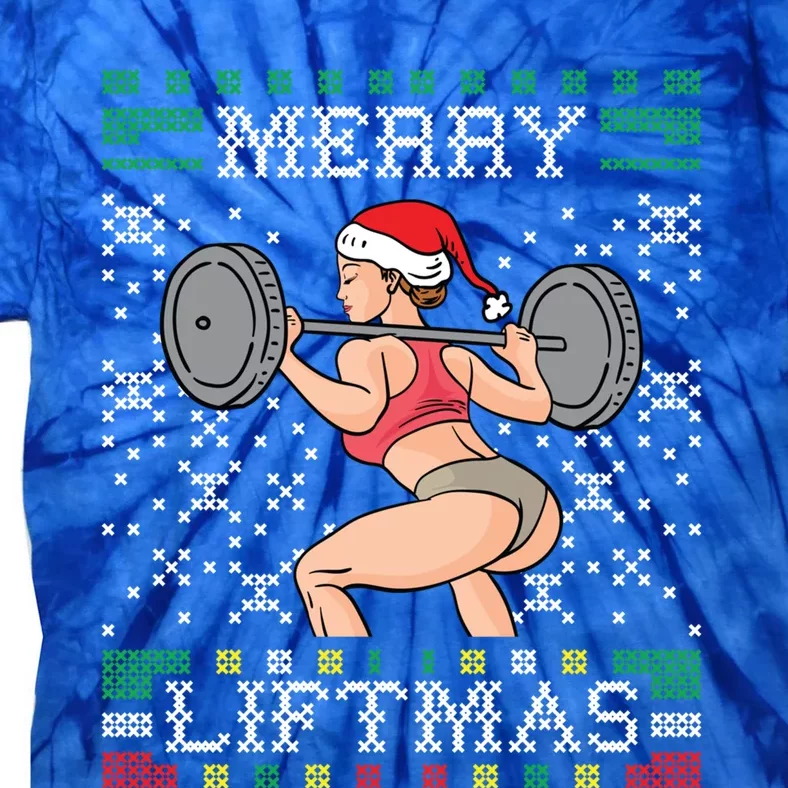 Merry Liftmas Ugly Christmas Sweater Miss Santa Gym Booty Cool Gift Tie-Dye T-Shirt