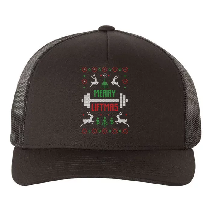 Merry Liftmas Ugly Christmas Yupoong Adult 5-Panel Trucker Hat