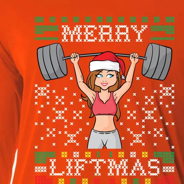 Merry Liftmas Ugly Christmas Sweater Miss Santa Gym Workout Great Gift Cooling Performance Long Sleeve Crew