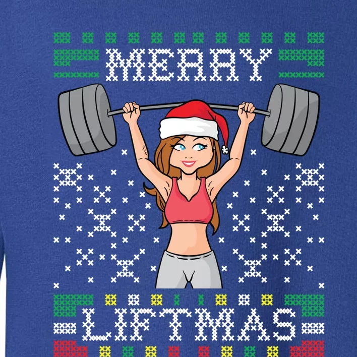 Merry Liftmas Ugly Christmas Sweater Miss Santa Gym Workout Great Gift Toddler Sweatshirt