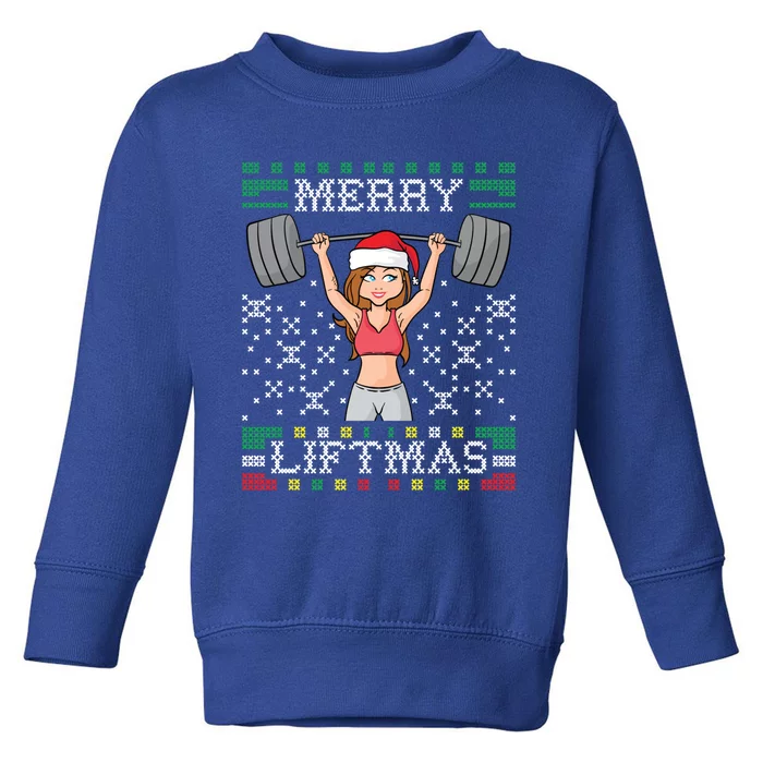 Merry Liftmas Ugly Christmas Sweater Miss Santa Gym Workout Great Gift Toddler Sweatshirt