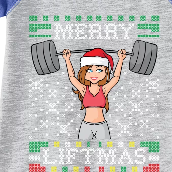 Merry Liftmas Ugly Christmas Sweater Miss Santa Gym Workout Great Gift Infant Baby Jersey Bodysuit