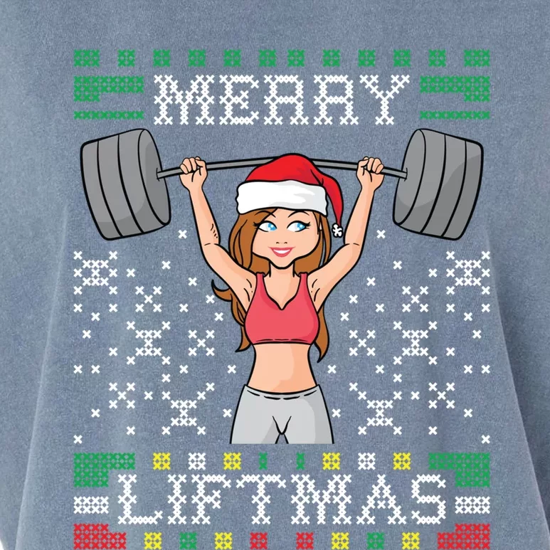 Merry Liftmas Ugly Christmas Sweater Miss Santa Gym Workout Great Gift Garment-Dyed Women's Muscle Tee