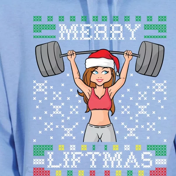 Merry Liftmas Ugly Christmas Sweater Miss Santa Gym Workout Great Gift Unisex Surf Hoodie