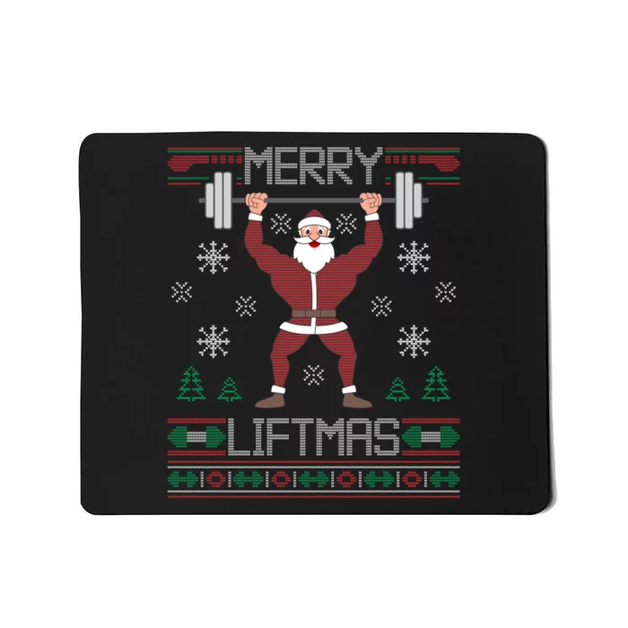 Merry Liftmas Ugly Christmas Sweater Gym Workout Mousepad