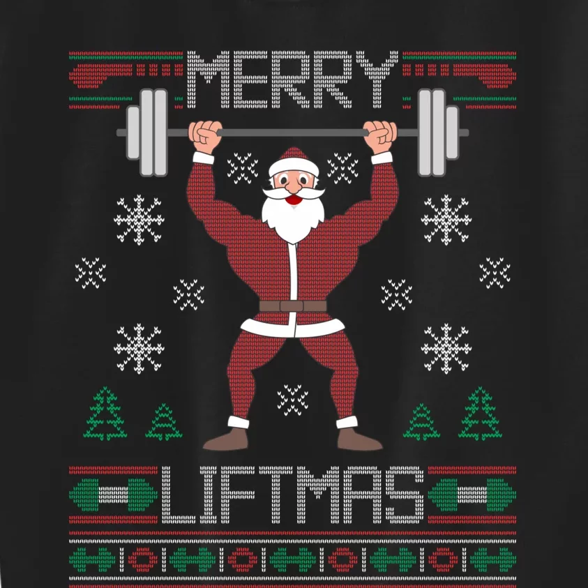 Merry Liftmas Ugly Christmas Sweater Gym Workout Kids Sweatshirt