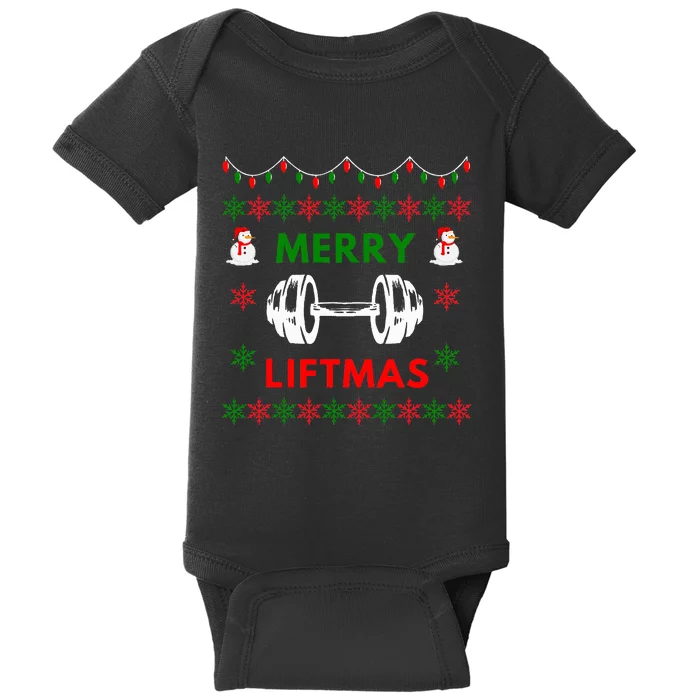 Merry Liftmas Ugly Christmas Sweater Gym Gift Baby Bodysuit