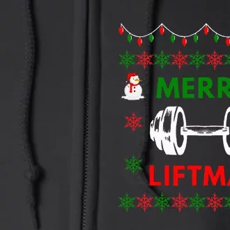 Merry Liftmas Ugly Christmas Sweater Gym Gift Full Zip Hoodie