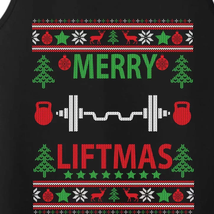 Merry Liftmas Ugly Christmas Sweater Gym Workout Gift Performance Tank