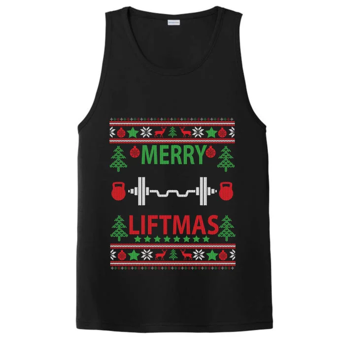 Merry Liftmas Ugly Christmas Sweater Gym Workout Gift Performance Tank