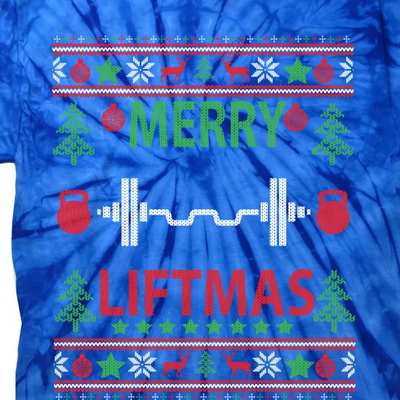 Merry Liftmas Ugly Christmas Sweater Gym Workout Gift Tie-Dye T-Shirt