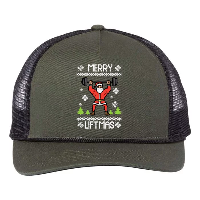 Merry Liftmas Ugly Christmas Xmas Workout Gym Bodybuild Retro Rope Trucker Hat Cap