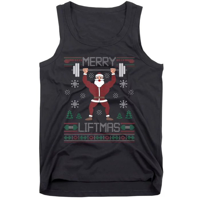 Merry Liftmas Ugly Christmas Sweater Santa Claus Gym Workout Tank Top Tank Top