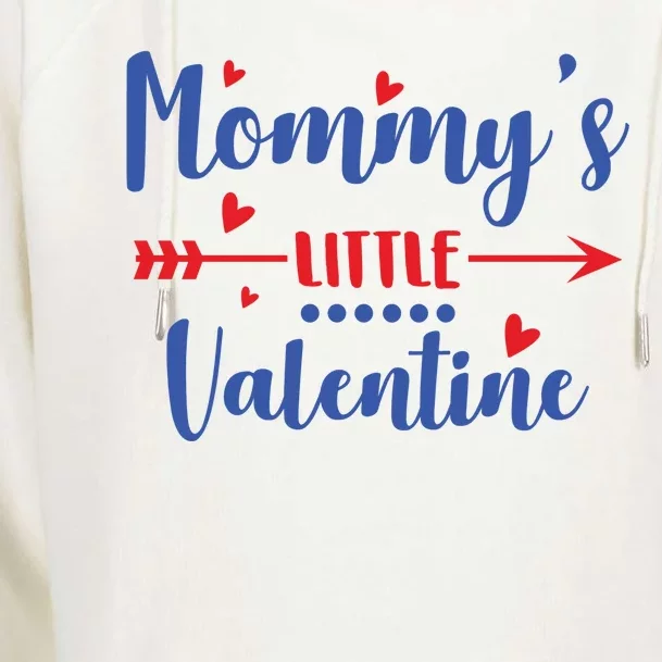 Mommy's Little Valentine Cute Holiday Womens Funnel Neck Pullover Hood