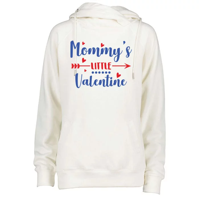 Mommy's Little Valentine Cute Holiday Womens Funnel Neck Pullover Hood