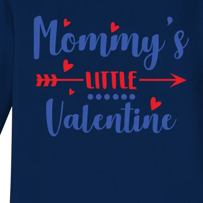 Mommy's Little Valentine Cute Holiday Baby Long Sleeve Bodysuit