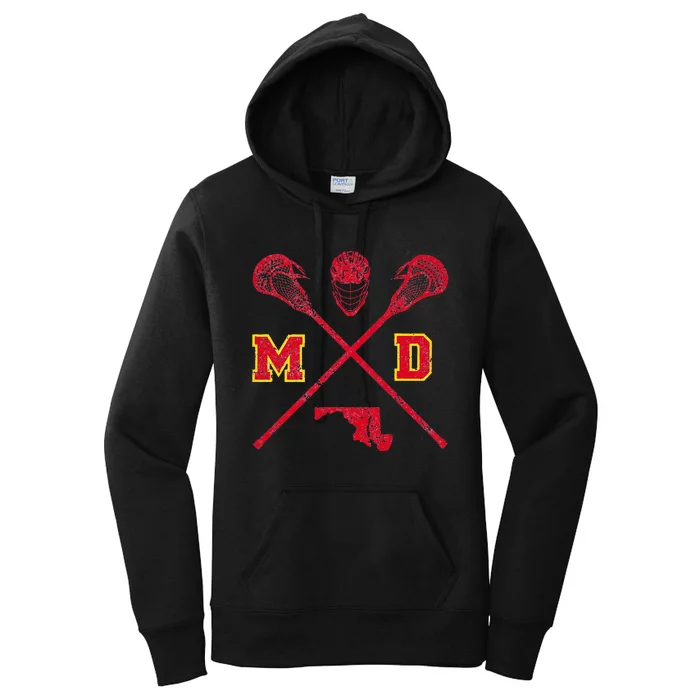 Maryland Lacrosse Vintage Md Lax Weathered Women's Pullover Hoodie