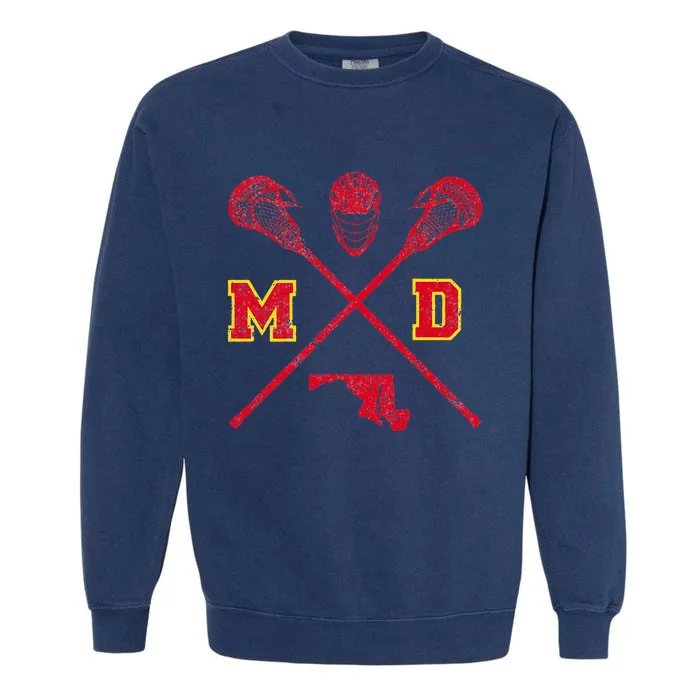 Maryland Lacrosse Vintage Md Lax Weathered Garment-Dyed Sweatshirt