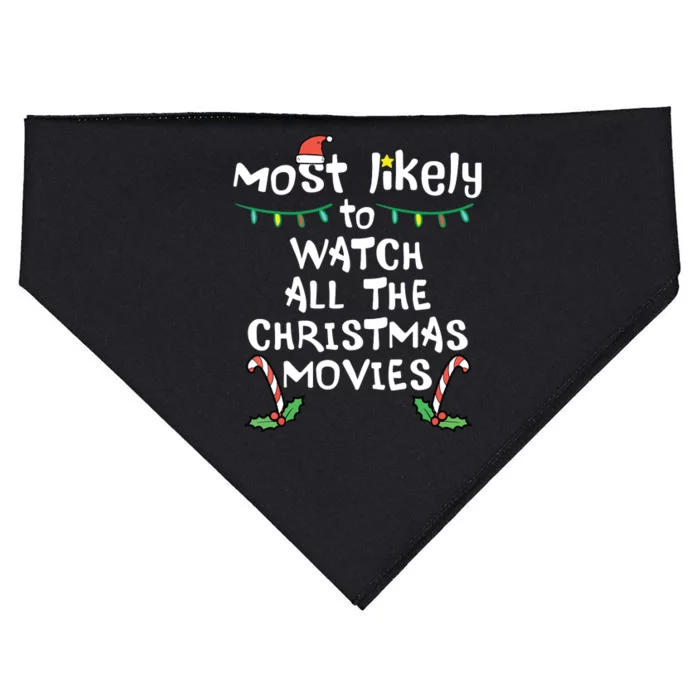 Most Likely Watch Christmas Movie Xmas Family Matching USA-Made Doggie Bandana