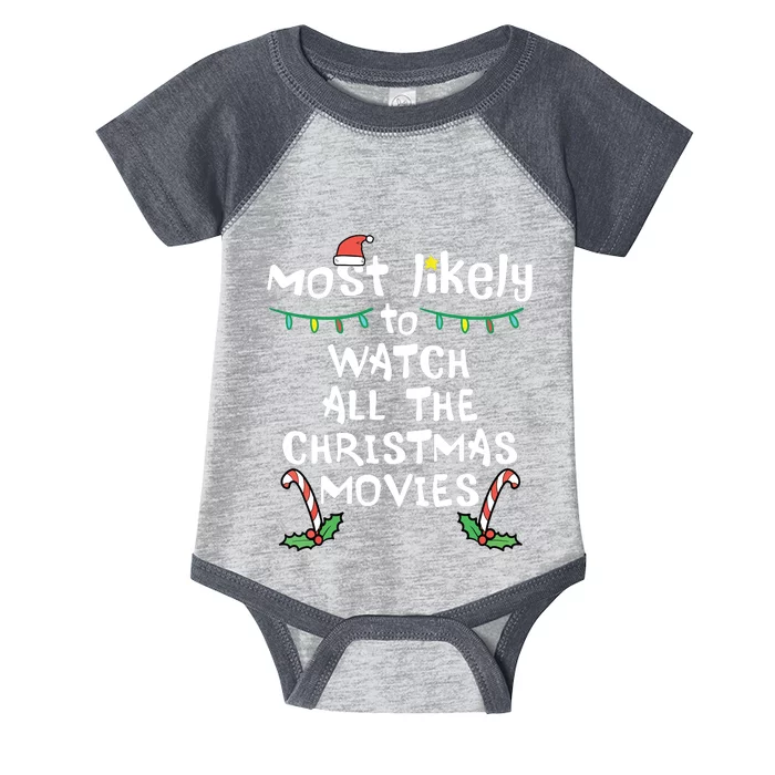 Most Likely Watch Christmas Movie Xmas Family Matching Infant Baby Jersey Bodysuit