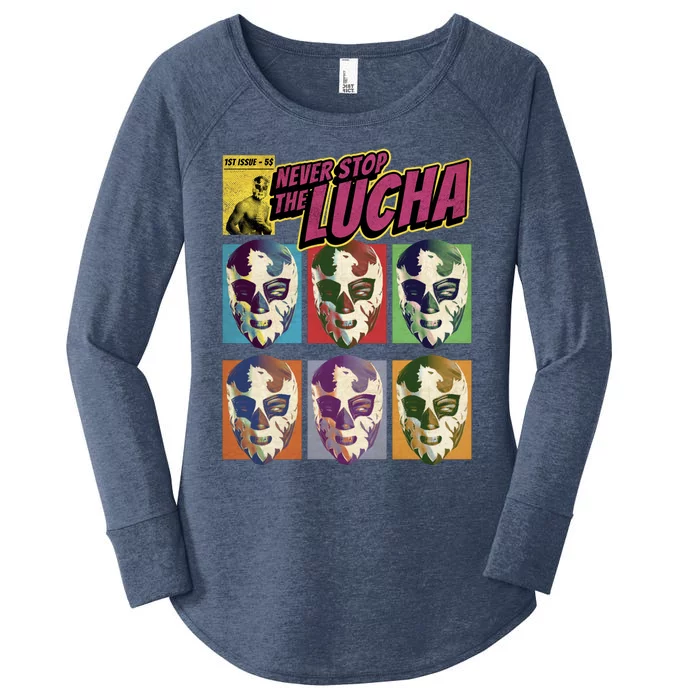 Mexican Lucha Wrestling Women's Perfect Tri Tunic Long Sleeve Shirt