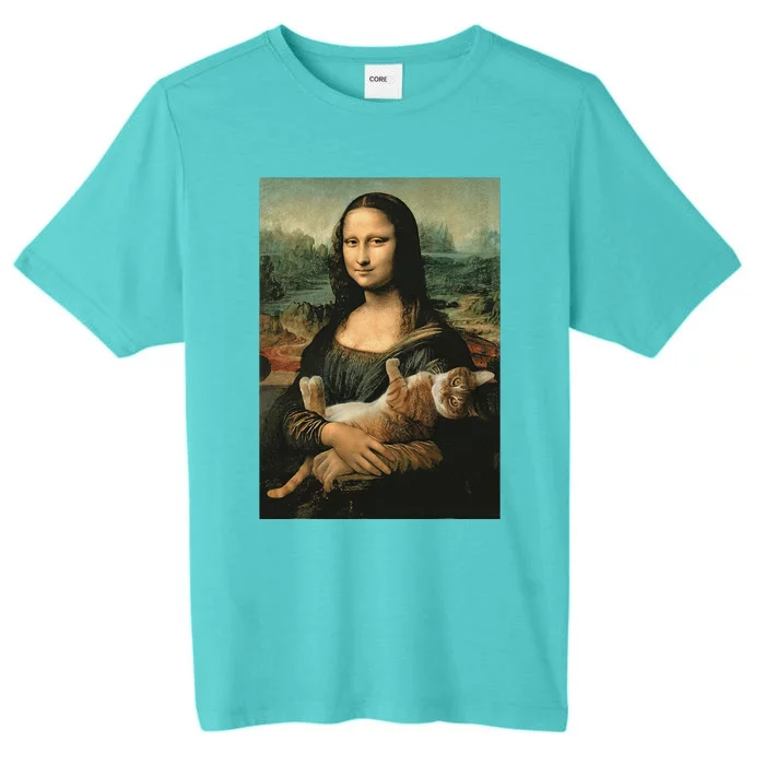 Mona Lisa With Orange Cat Funny Art Painting ChromaSoft Performance T-Shirt