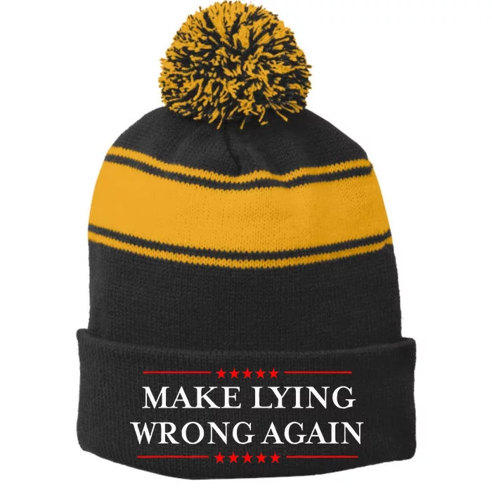 Make Lying Wrong Again Gift Resist Racism Antitrump Stripe Pom Pom Beanie