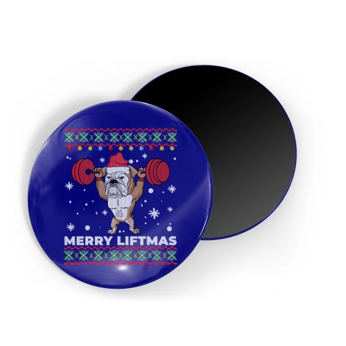 Merry Liftmas Weightlifting And English Bulldog Ugly Sweater Great Gift Magnet