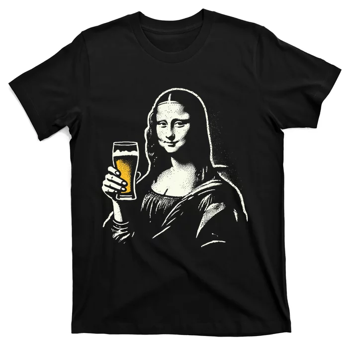 Mona Lisa With Beer Bar Pub Crawl Party T-Shirt