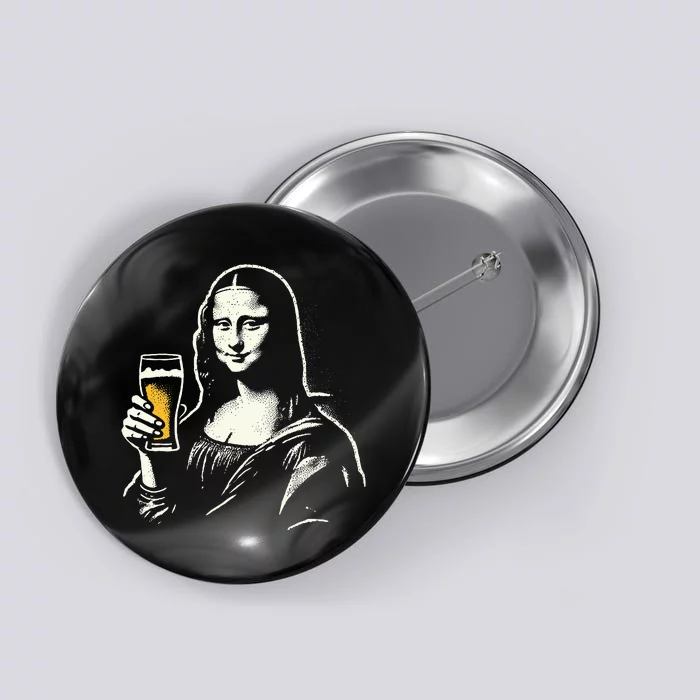 Mona Lisa With Beer Bar Pub Crawl Party Button