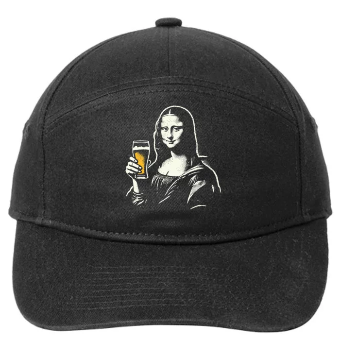 Mona Lisa With Beer Bar Pub Crawl Party 7-Panel Snapback Hat