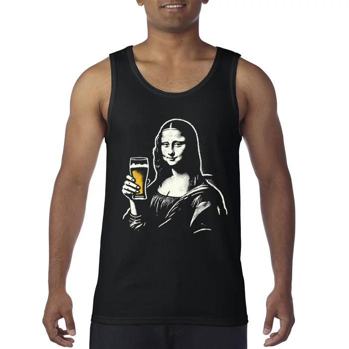 Mona Lisa With Beer Bar Pub Crawl Party Tank Top