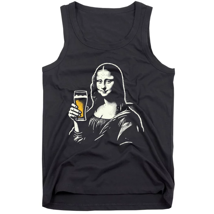 Mona Lisa With Beer Bar Pub Crawl Party Tank Top