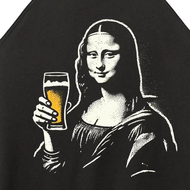 Mona Lisa With Beer Bar Pub Crawl Party Women’s Perfect Tri Rocker Tank