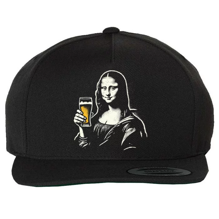 Mona Lisa With Beer Bar Pub Crawl Party Wool Snapback Cap