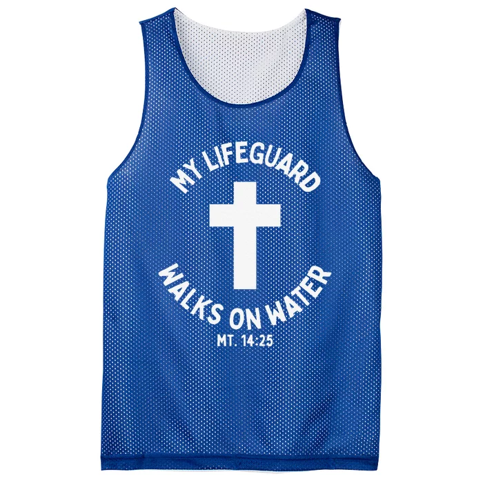 My Lifeguard Walks On Water Jesus Christ Christian Faith Mesh Reversible Basketball Jersey Tank