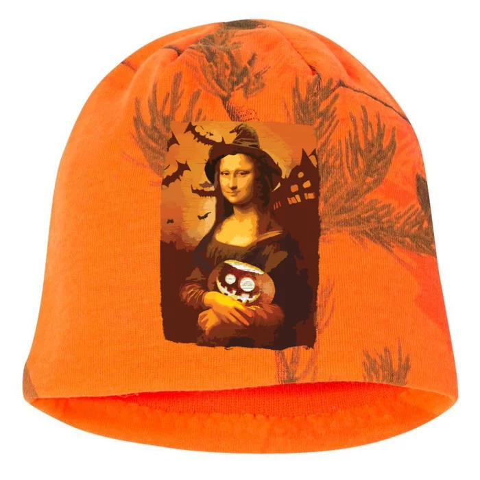 Mona Lisa With Pumpkin Halloween For Art Teacher Mona Lisa Kati - Camo Knit Beanie