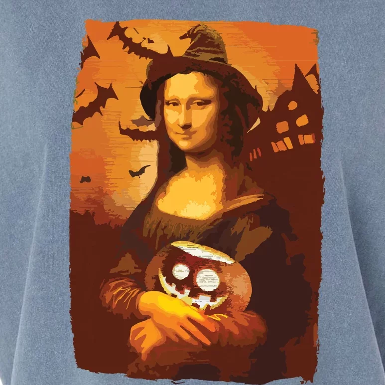 Mona Lisa With Pumpkin Halloween For Art Teacher Mona Lisa Garment-Dyed Women's Muscle Tee