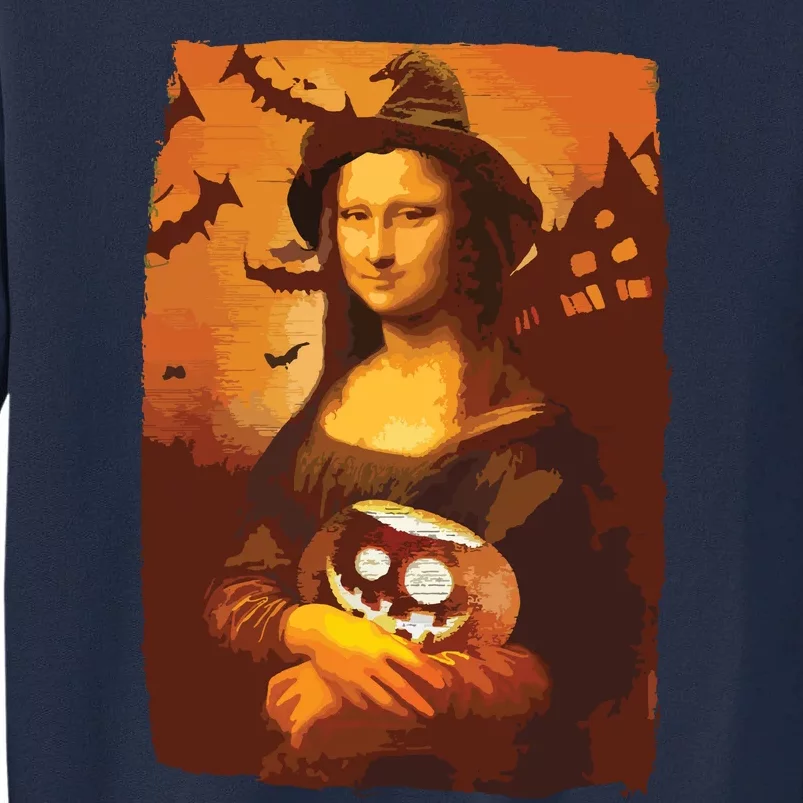 Mona Lisa With Pumpkin Halloween For Art Teacher Mona Lisa Tall Sweatshirt